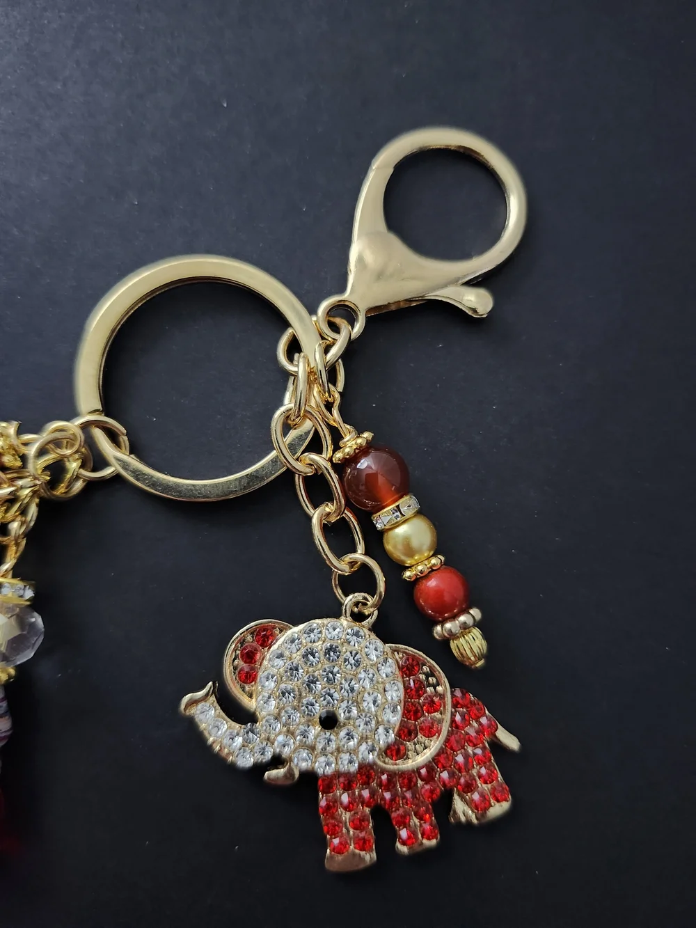 Elephant Purse Charm or Keychain Carnelian Opal Agate Glass Handcrafted